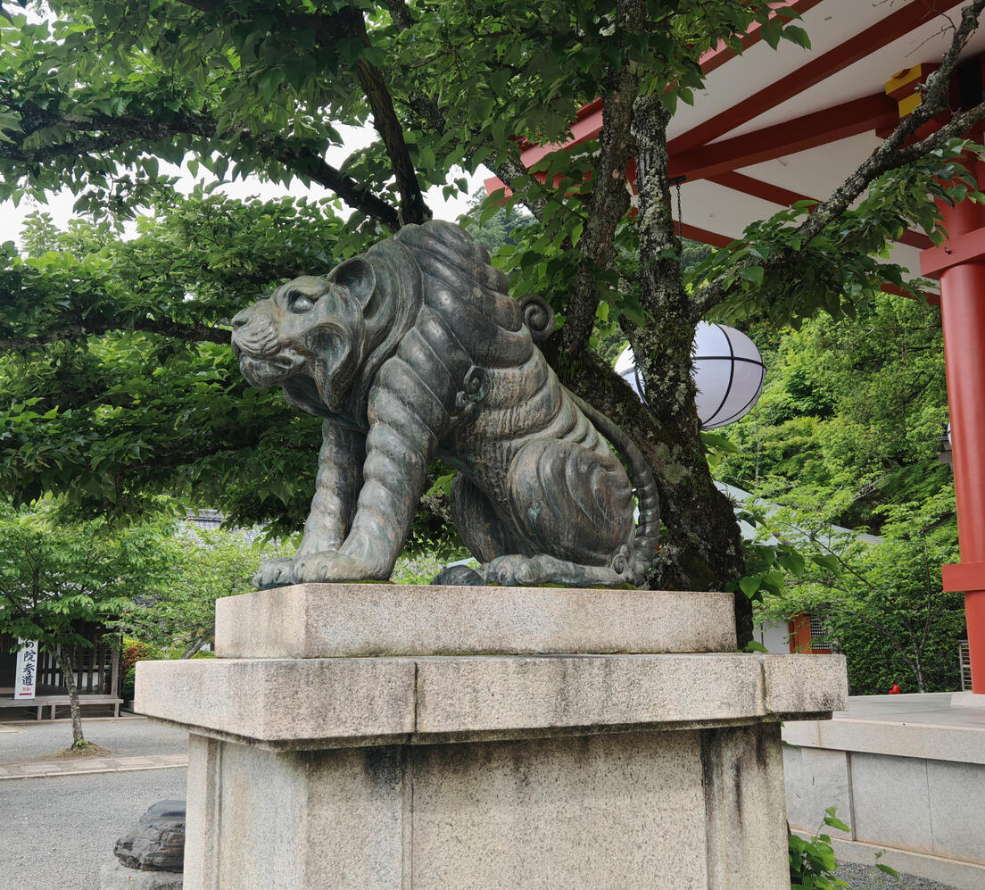 The tiger is also considered a messenger of Bishamonten, a Buddhist deity, and is believed to have been with Bishamonten when he arrived at Kurama mountain.